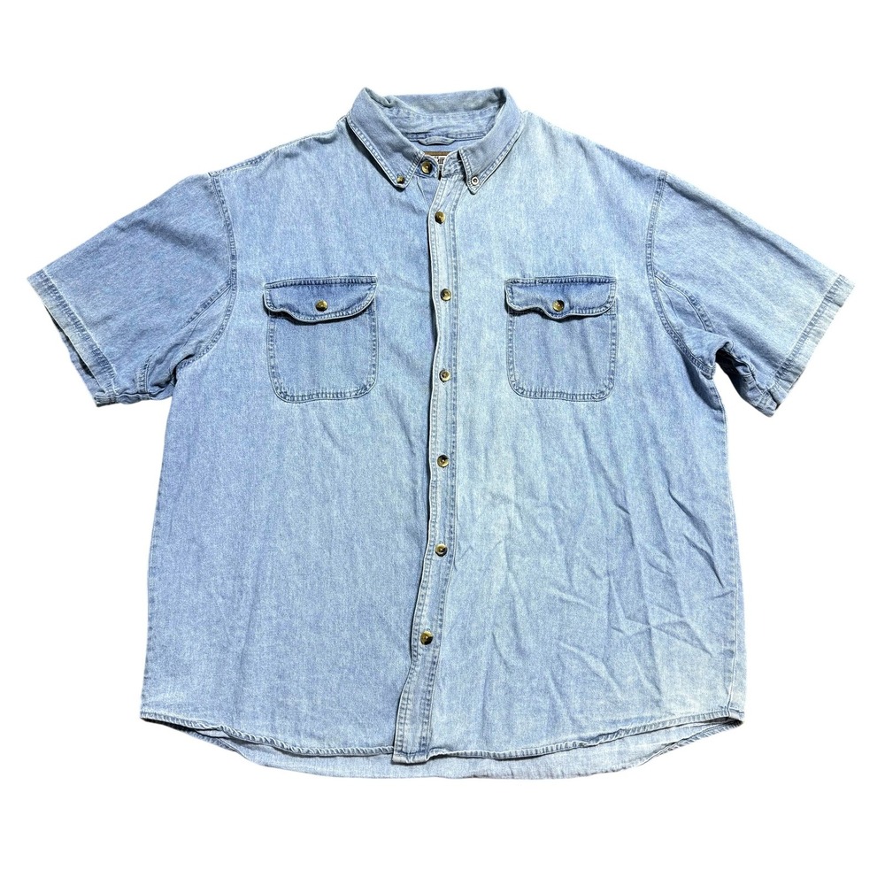 C.E. Schmidt Workwear‎ Shirt Mens 2XL Blue Denim Short Sleeve Button Down